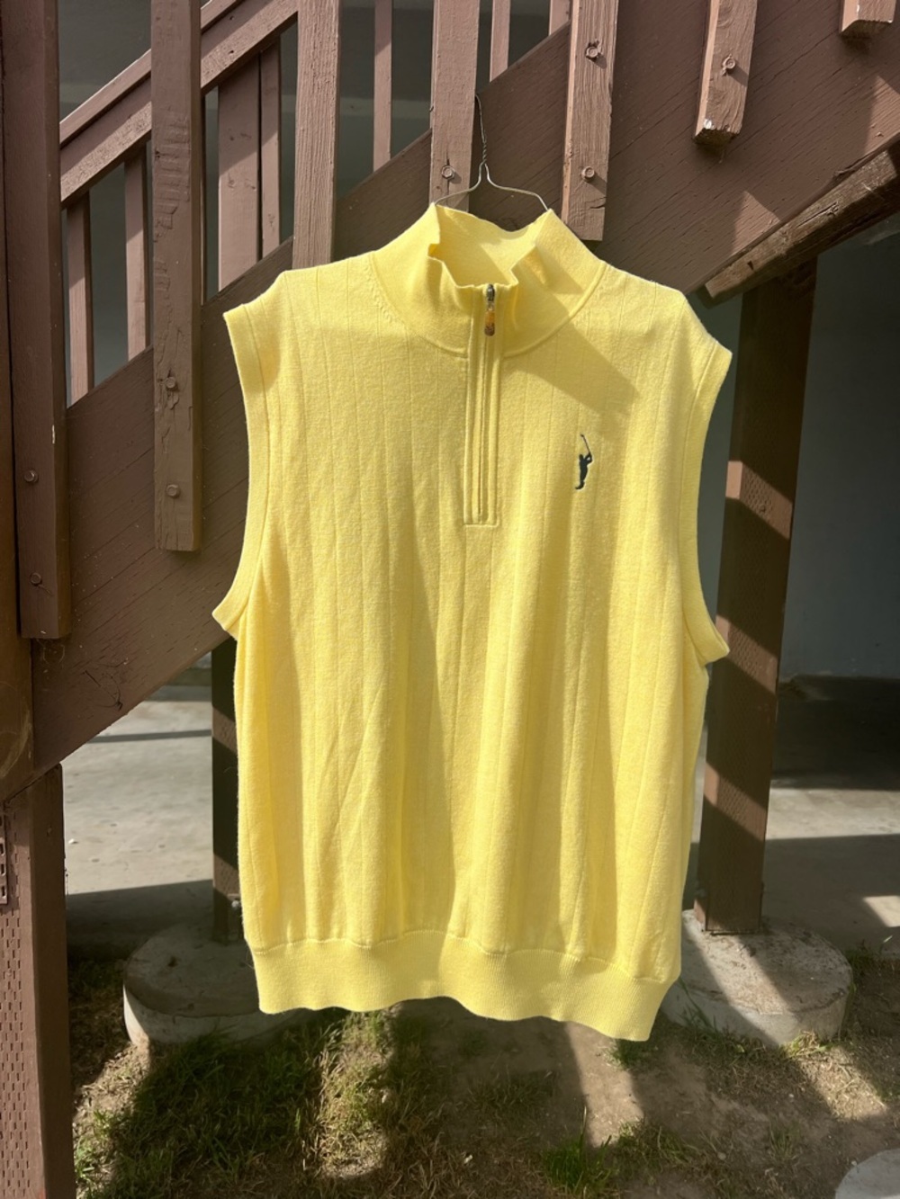 Bobby Jones Yellow Sleeveless Merino Quarter-Zip Vest